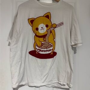 Maruchan Cat Graphic T-Shirt - White and Yellow